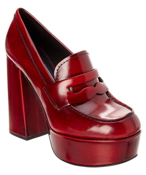 ebay prada loafers womens red|Prada high heeled loafers.